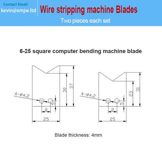 25 Square Wire Stripping & Bending Machine Knives - 37254mm Die