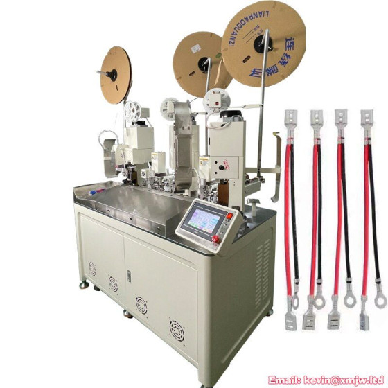 Automatic 3 Ends Crimping Terminal Machine - 3 Heads Electronic Wire
