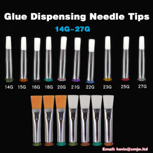 20PCS Brush Glue Dispenser Needles - 14G-27G Flat/Round Head Tips