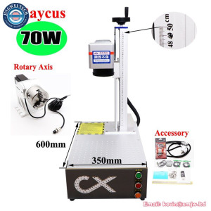 70W Raycus Fiber Laser Metal Ring Marking Machine - Rotary Axis