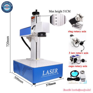 Raycus 70W Fiber Laser - Metal Business Cards Cutting Silver Rotary Axis