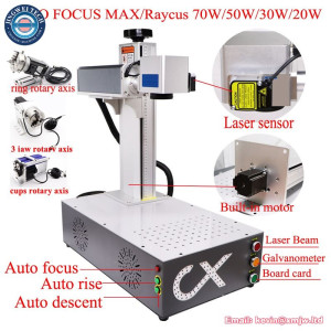 Auto Focus Raycus Fiber Laser Marking Machine - 70W Jewelry Engraver