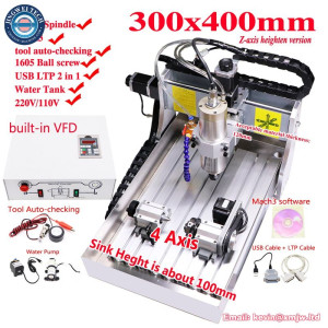 CNC 3040 Router Water Tank 4 Axis - 2200W Wood Metal Steel Milling