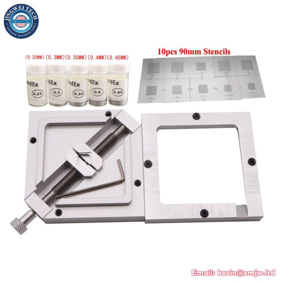90mm Aluminum BGA Reballing Station Kit - 5 Solder Balls, 10 Stencils