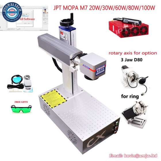 Fiber Laser Metal Marking Machine - JPT Mopa M7 Rotary Engraving Ring