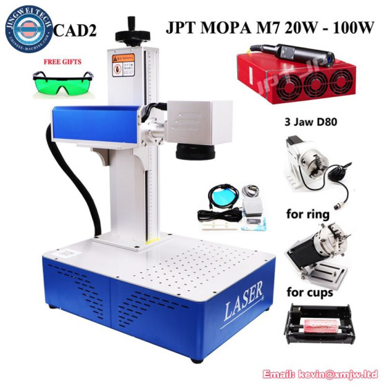 100W JPT MOPA M7 Fiber Laser - Jewelry Engraver Rotary Axis Cutter