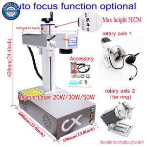 Auto Focus 50W Raycus Fiber Laser - Metal Nameplate Engraving Galvo