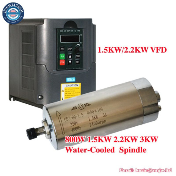 CNC Spindle Motor 800W-2200kw + 1.5KW/2.2KW VFD Inverter - ER11/ER20 Collet